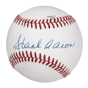 Hank Aaron Single Signed ONL Giamatti Baseball (JSA)